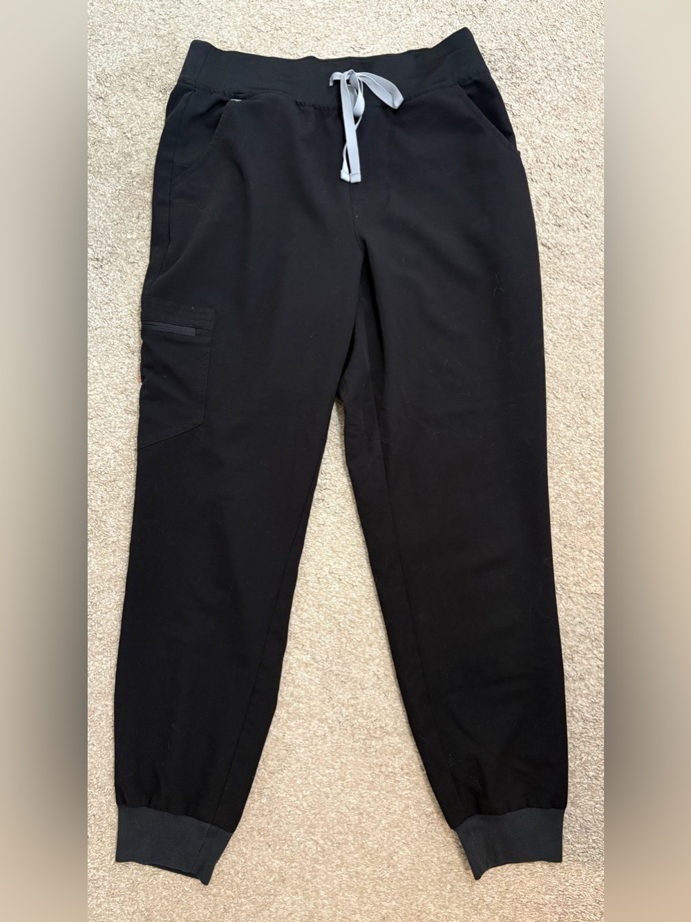 FIGS Technical Collection Unisex Solid Black Scrub Pants, Size M